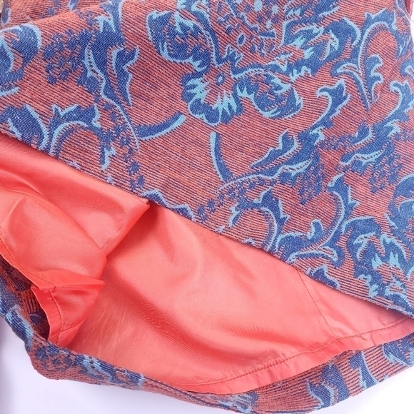 Tulle Blue Orange Coral Patterned Skirt Sz S - Picture 9 of 11